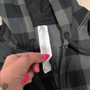 Fabletics Women's Black and Green Checkered Onesie